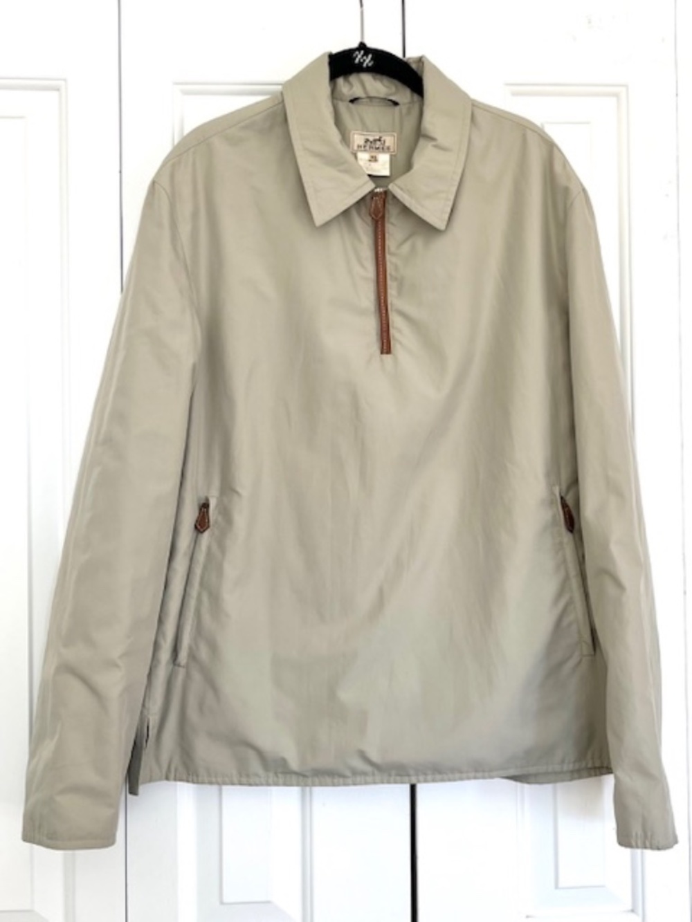 Hermes Mens Vintage Khaki Wind Breaker  Size 52